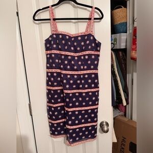 Nanette Lepore Striped Floral Sundress size 6 petite embroidery silk vintage